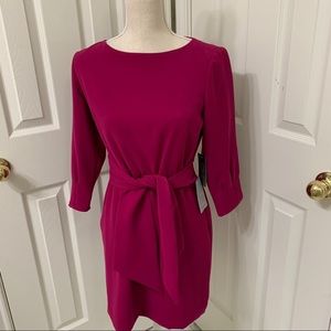 Vince Camuto Mauve Dress 6P Front Belt NWT Sleeves